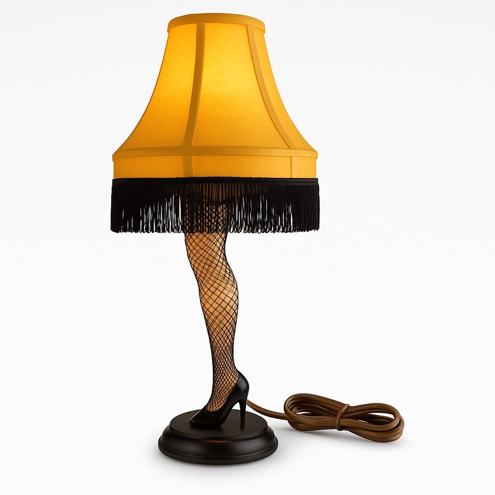 Vintage Leg Table Lamp with Fringe Shade